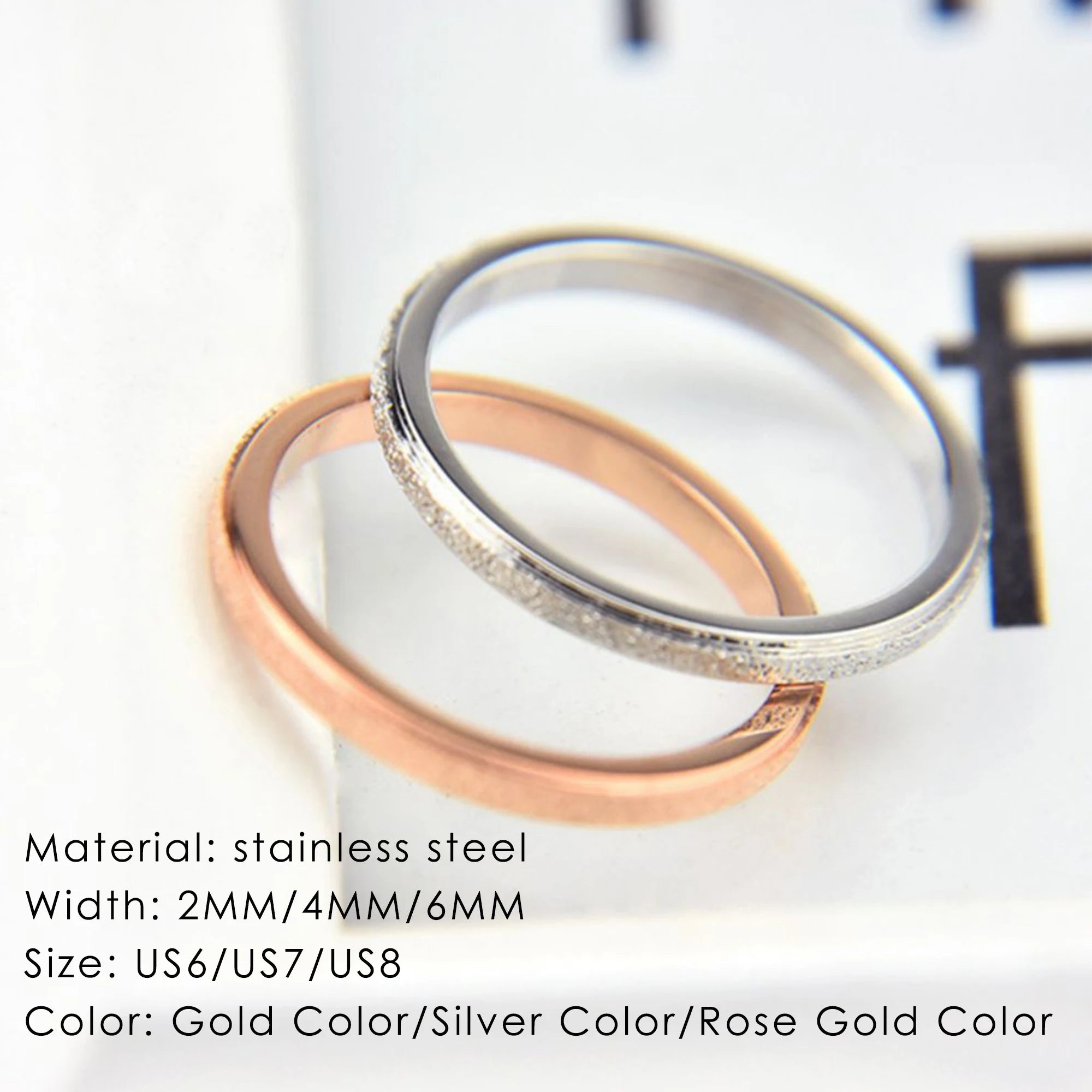 SUNIBI Anillo de acero inoxidable esmerilado para mujer, moda, anillos de dedo de Color dorado simple, regalos de boda, joyería para niñas al por mayor