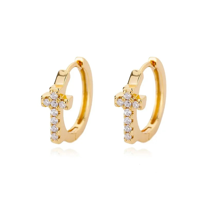 Zirkon Kreuz baumeln Ohrringe für Frauen Mädchen Edelstahl Kreuz Ohrring 2023 Trend Paar Hochzeit Ästhetischer Schmuck Aretes