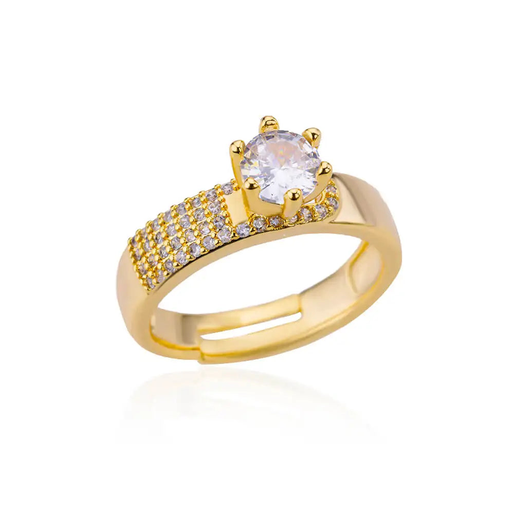 Edelstahl Runde Ringe Für Frauen Zirkon Geometrische Goldfarbe Kristall Ring Ästhetische Hochzeit Party Schmuck Geschenk Bague Femme