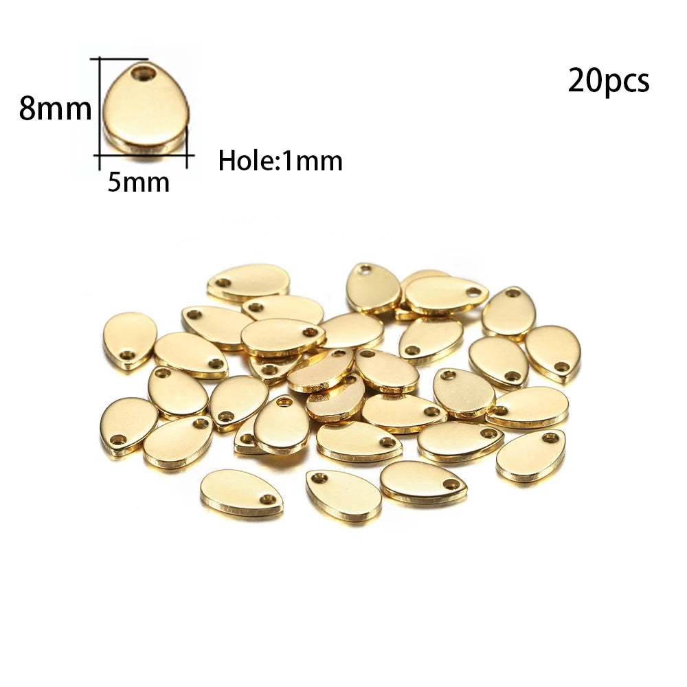 10-50 Piezas de Acero Inoxidable Dorado, Placas de Identificación Personalizadas, Óvalos en Forma de Corazón, Dijes, Colgantes para Suministros de Fabricación de Joyería DIY