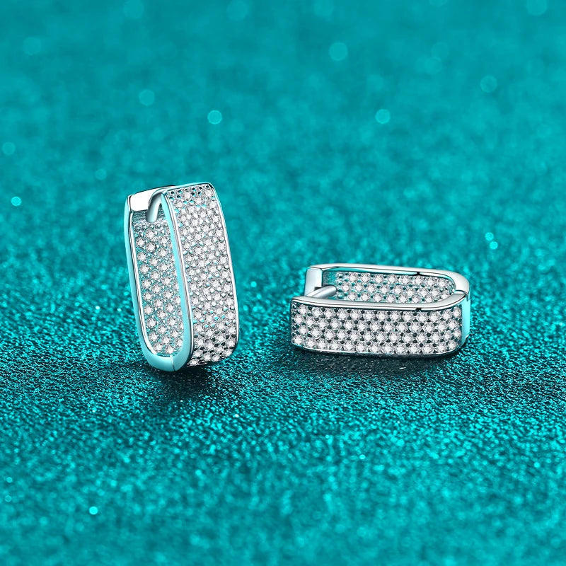 Pendientes NeeTim de moissanita con brillo de color completo, de plata de ley 925, clásicos, con aros brillantes para mujer, joyería de boda