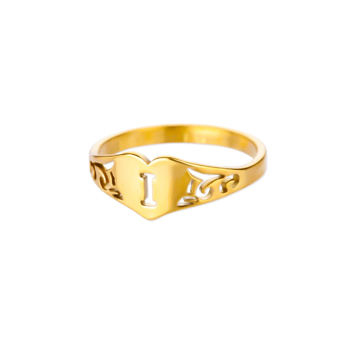 Anillos de corazón con letras iniciales huecas de moda para mujer, color dorado, acero inoxidable, anillo con letras de la A a la Z, regalo de joyería estética para boda