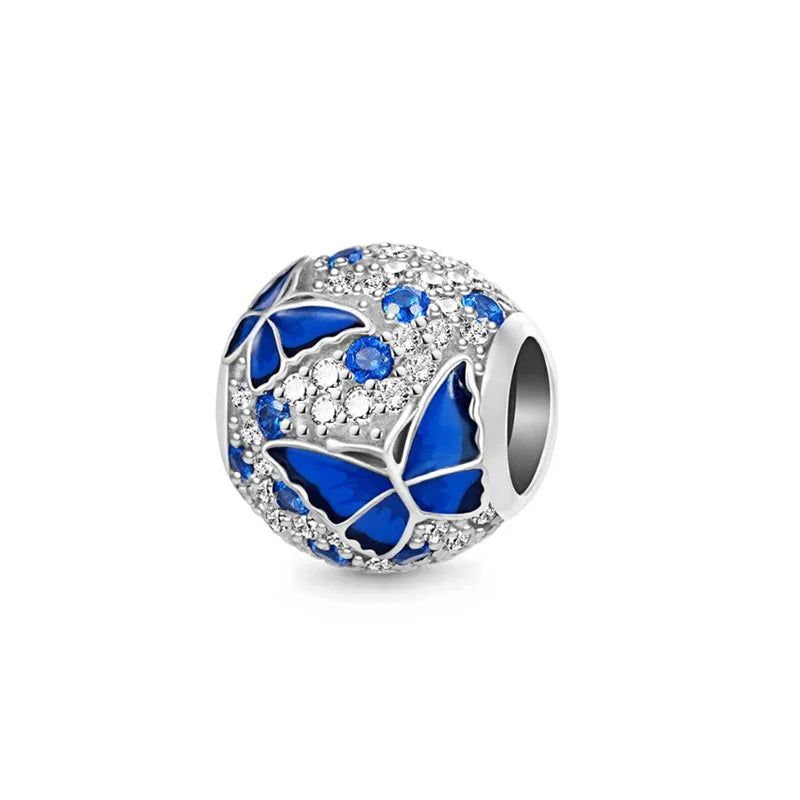 Europäische Sommer Blaue Serie Schildkrötenblumen-Anhänger Passend für S925 Europäisches 925 Sterling Silber Armband Armreifen Halskette