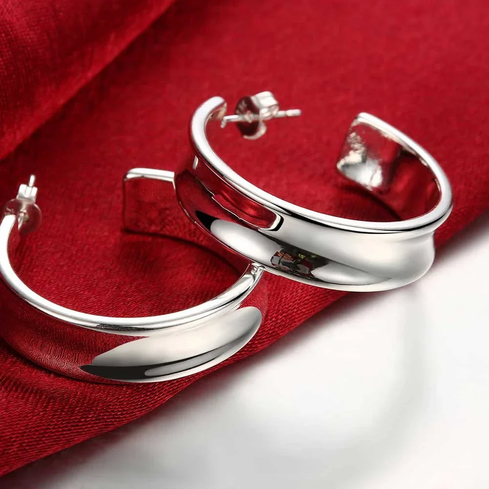 Hochwertige 925 Sterling Silber Ohrringe Schlichte runde Creolen für Frauen Mode Hochzeit Verlobung Charm Schmuck