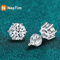 NeeTim 1ct 2ct Moissanit Ohrringe für Damen Herren Labordiamant Weißgold Beschichtet 925 Sterling Silber Ohrstecker Luxusschmuck