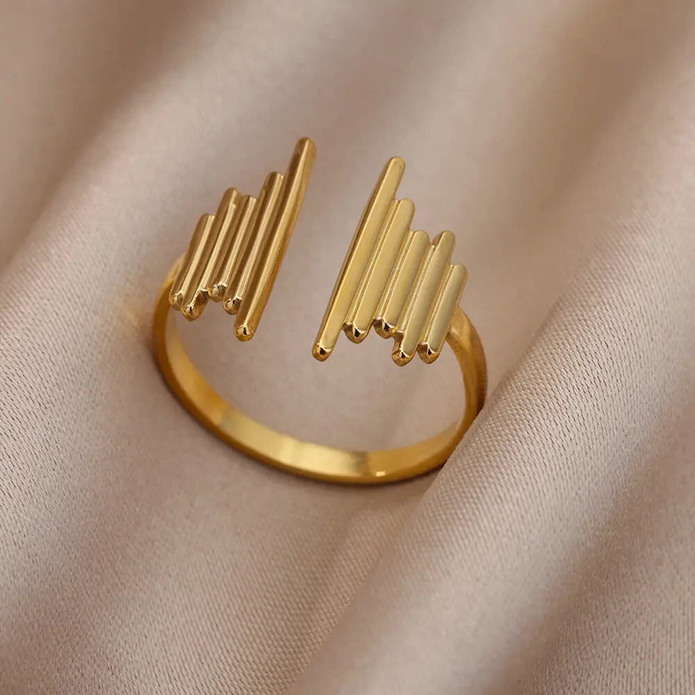 Edelstahl klobige breite Ringe für Frauen Vintage Goldfarbe geometrischer offener Fingerring Mode minimalistischer Schmuck Geschenk Femme