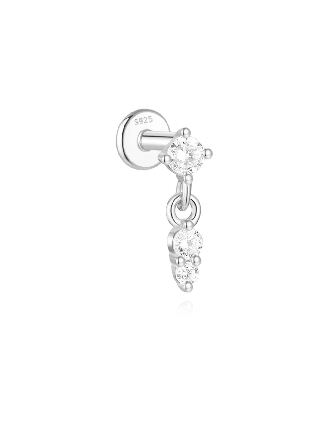 CANNER 1PC Vier-Punkt-Stern Mond Quaste Lotus Knorpel Spirale Piercing 925 Sterlingsilber Ohrstecker Für Frauen Ins Ohrring