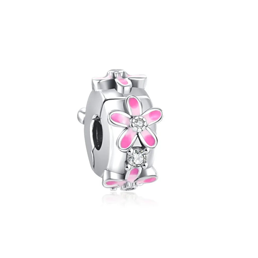 Heiß begehrtes 925er Silber Rosa Serie Blume Hundepfote herzförmiger Anhänger, passend für originale Armband DIY Accessoires, exquisiter Schmuck