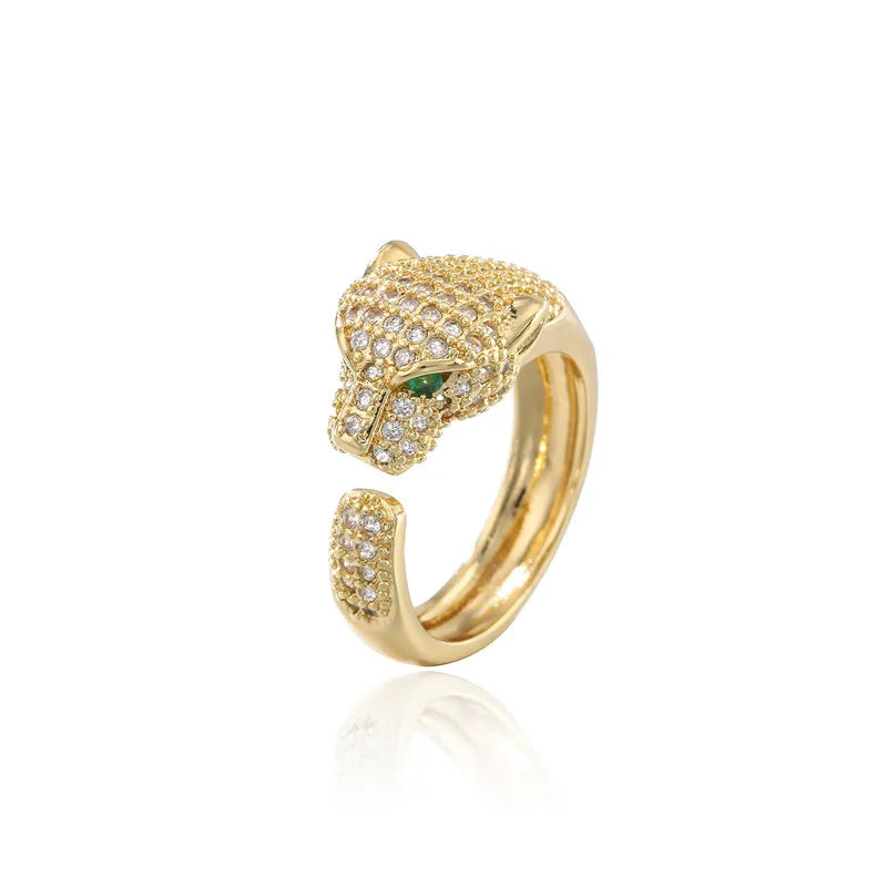 2025 Neues Fashion Statement Großer Tierring Für Frauen Mädchen Party Schmuck Gold Farbe Hohl Leopard Offener Ring Großhandel