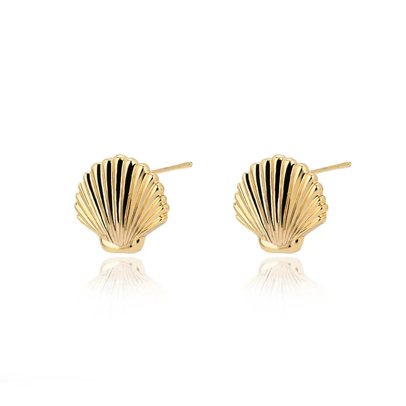 Edelstahl Muschelstecker Ohrring für Damen Goldfarbe Vintage Muschel Piercing Ohrring 2024 Trend Großhandel Ozean Schmuck Geschenk