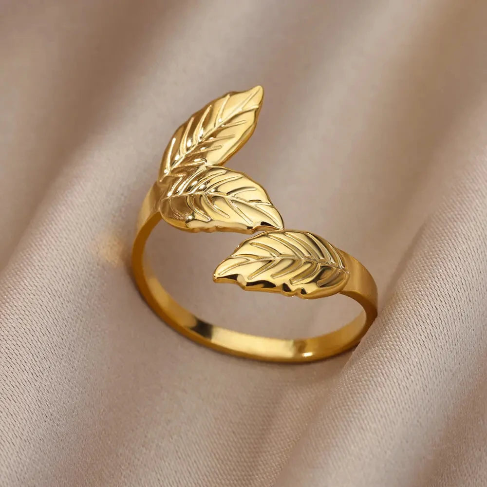 Goldfarbener Edelstahl Mehrschicht-Ringe für Damen, hohler offener Fingerring, Mode Hochzeitsfeier Schmuck Geschenk 2024 Neu