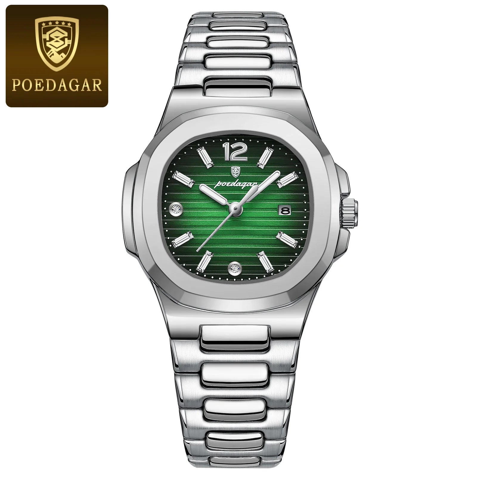 POEDAGAR Reloj de pulsera cuadrado de moda para mujer, luminoso, impermeable, con fecha, de cuarzo de lujo de alta calidad para mujer Reloj