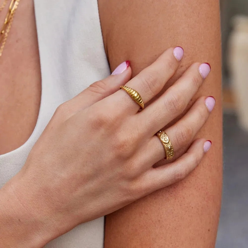 Anillo de acero inoxidable SUNIBI para mujer y hombre, estilo de moda, textura, anillos de pareja clásicos, regalos de joyería de boda al por mayor