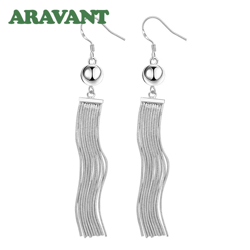 Aravant 925 Sterling Silber Perlen Langer Tropfen Ohrring Für Frauen Mode Hochzeit Schmuck