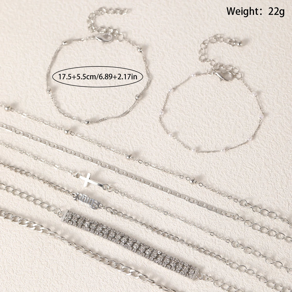 8 Stück Mode Damen Edelstahl Armband Stapelbar für Frauen, Dünnes Herribone Kettenarmband Wasserdicht Vergoldeter Schmuck