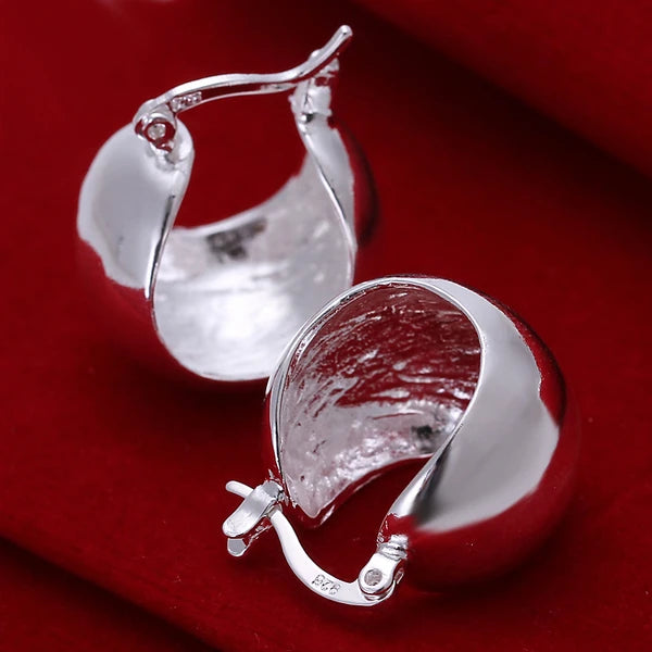 Pendientes de aro redondos simples de plata de ley 925 de alta calidad para mujer, joyería de moda para boda y compromiso