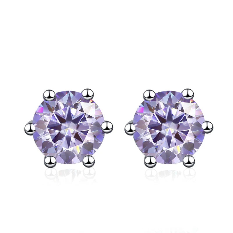 NeeTim Pendientes de Moissanita de 0,5 ct, 1 ct, 2 ct para mujer, de plata de ley 925, en verde, rosa, negro, azul y gris, con circonitas brillantes