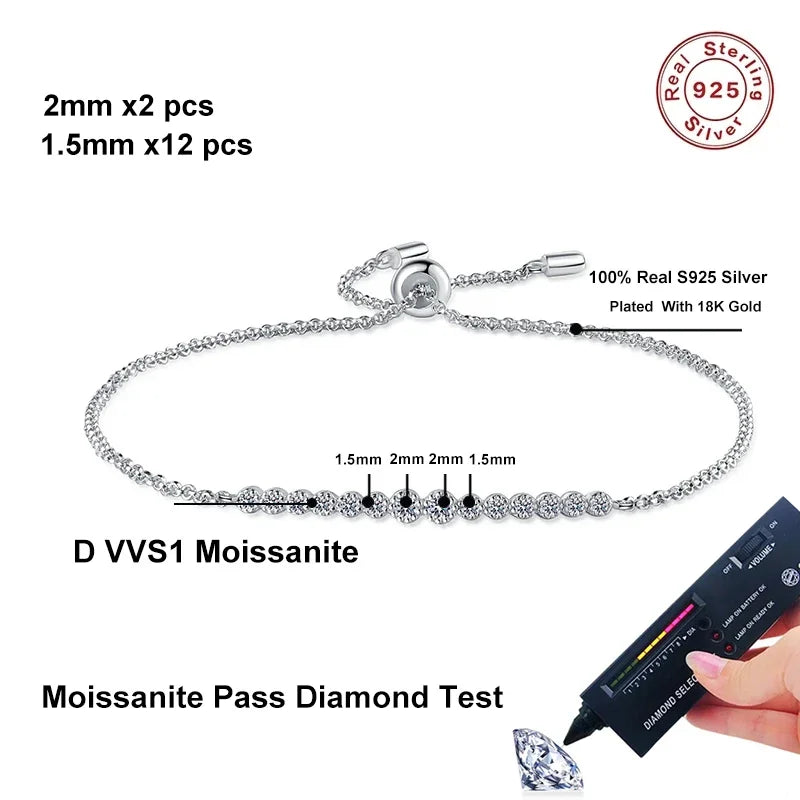 NeeTim Full D VVS1 Moissanit Armbänder für Frauen S925 Sterlingsilber Labor Diamant Armband Hochzeit Geburtstag Party Schmuck Geschenk