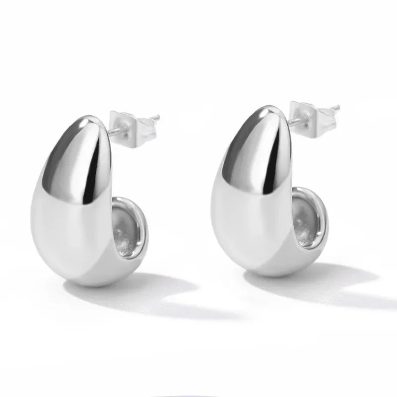 Herz Edelstahl Ohrringe für Frauen Zirkon Goldfarbe Creolen Ästhetische Wasserdichte Ohrpiercing Schmuck Accessoires