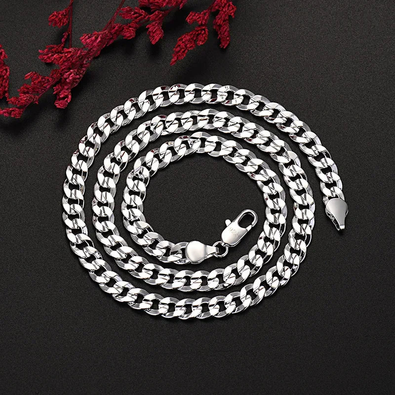 Heißer hochwertiger 925er Sterlingsilber Charm 7MM Kettenarmbänder Halsketten Schmuckset für Herren Damen Mode Party Hochzeitsgeschenke