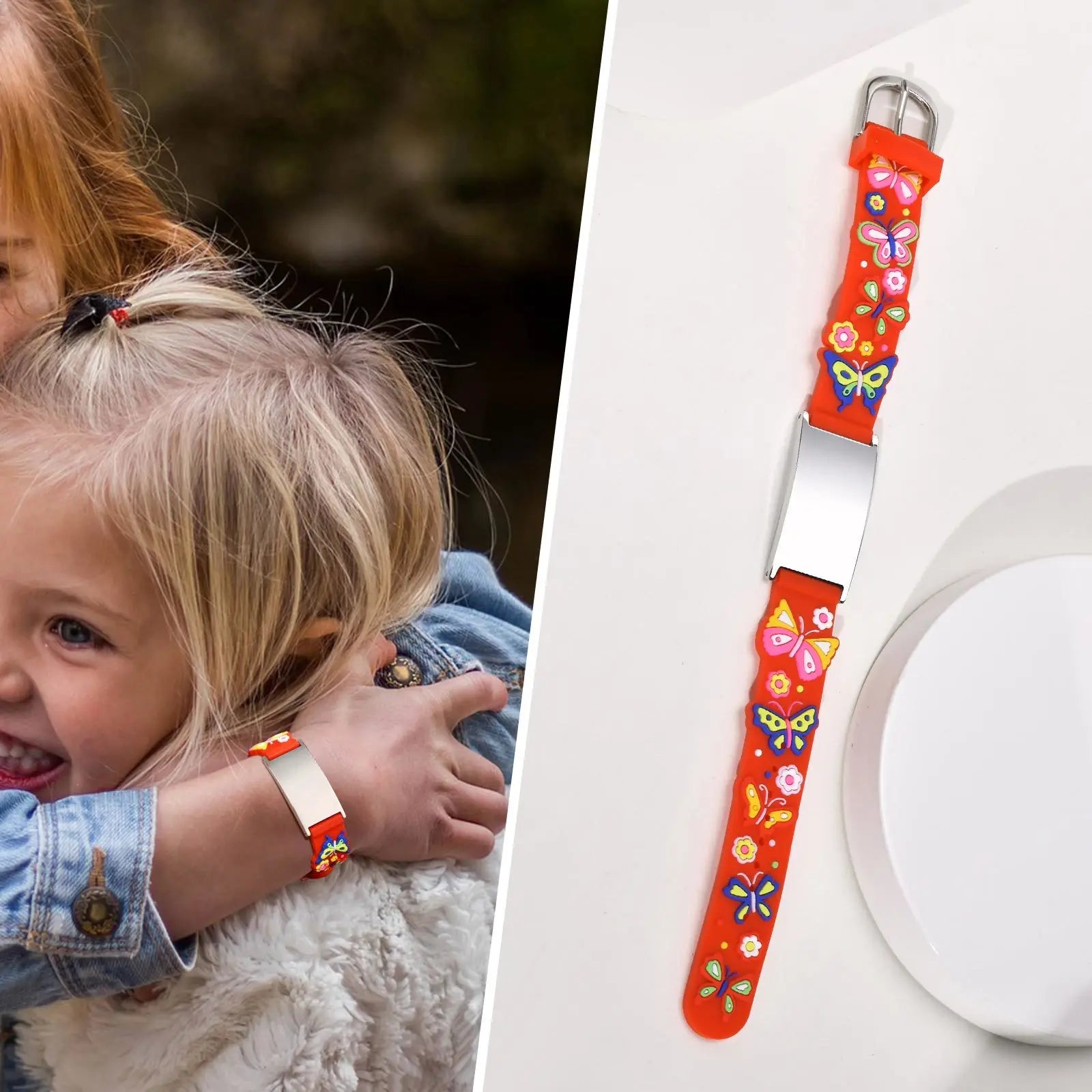 Personalisiertes Ausweiskettchen für kleine Mädchen und Jungen, Silikonarmband verstellbar, Gravierte Zitate Inspirierendes Geschenk