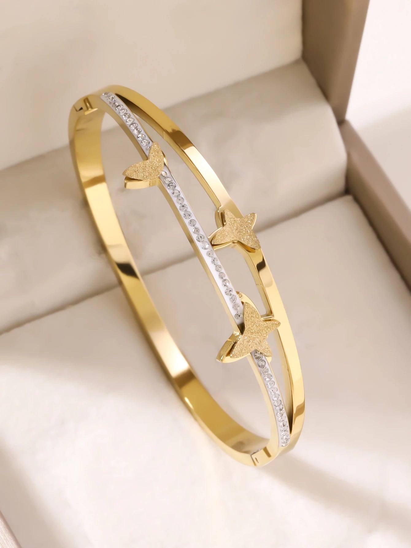 1 Stück/Set Damen Hochzeitsschmuck Party Feiertag Valentinstag Geschenk Edelstahl Armband 18K vergoldet Armband