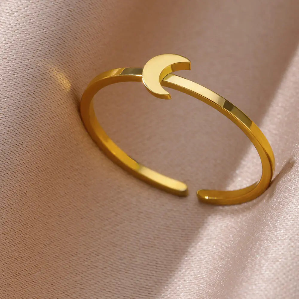 Edelstahl kleine Herzringe für Frauen Vintage Gold Farbe Kreuz Öffnung Geometrischer Ring Mode Hochzeit Schmuck Geschenk 2024