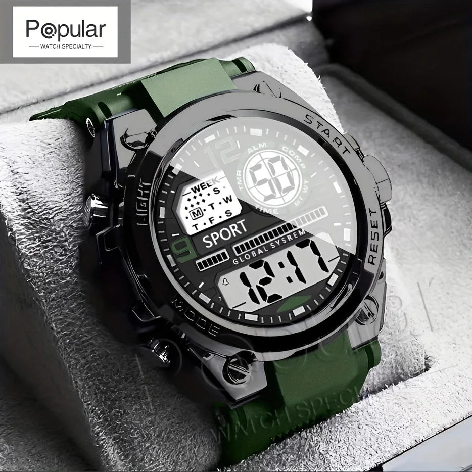 Unisex Outdoor Sports Digital Watch Big Dial LED Alarm 1237 Sport Watch for Men And Women