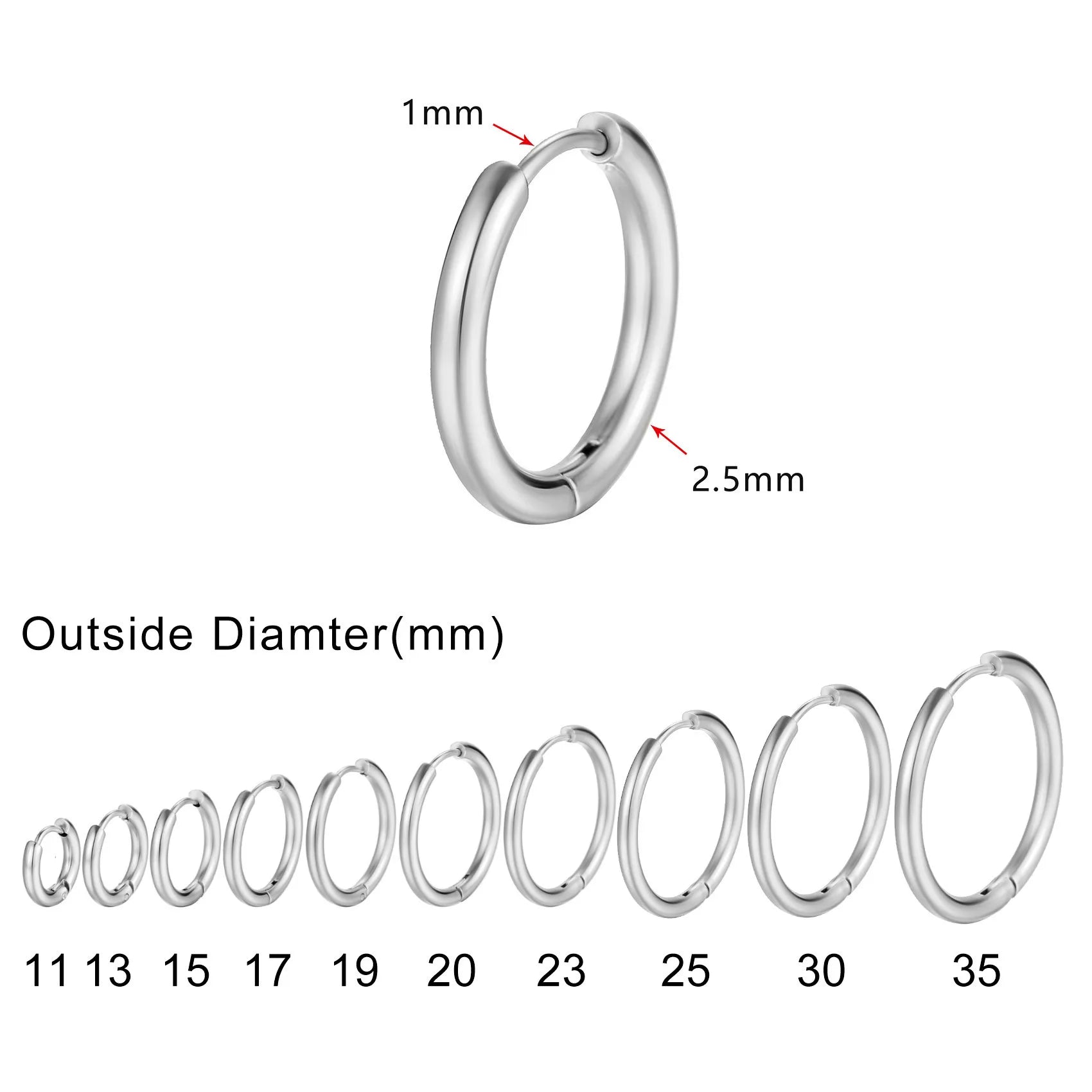 Minimalistische Creolen für Damen, einfache runde Huggie-Ohrringe aus Edelstahl
