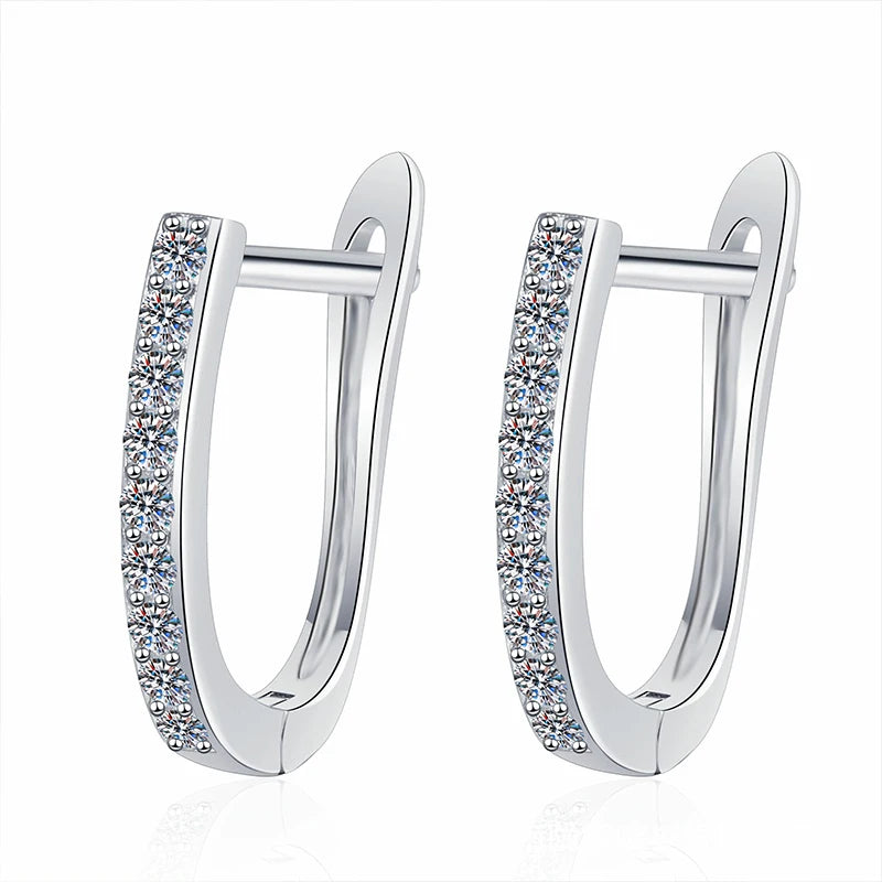 NeeTim Pendientes de aro de moissanita completa Plata de ley 925 Diamante de laboratorio Pendientes brillantes para mujer Fiesta Boda Pendientes de diseño