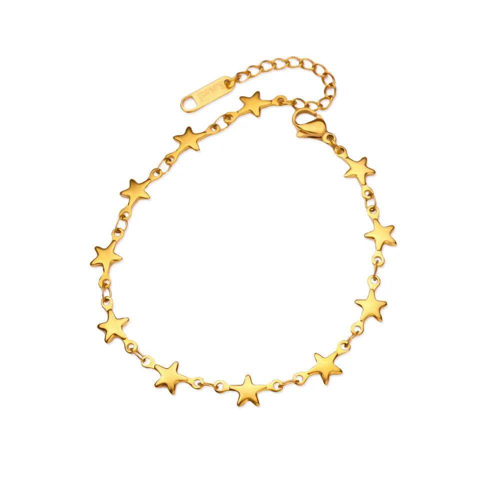Edelstahl Herzarmbänder für Damen Goldfarben Geometrisches Herzarmband Mode Hochzeit Wasserdichter Schmuck Geschenk