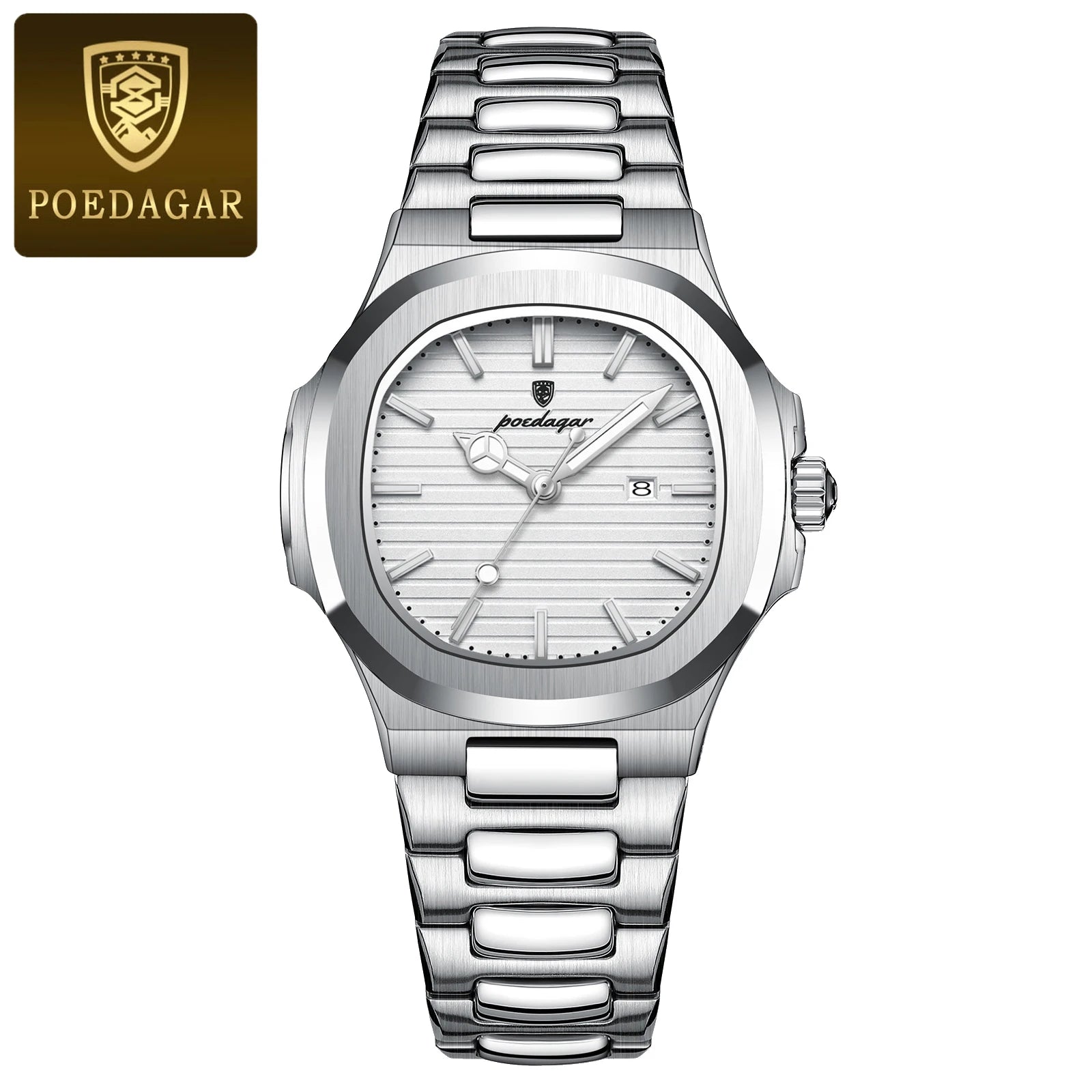 POEDAGAR Elegantes relojes de cuarzo para mujer, impermeables, luminosos, con fecha, reloj de pulsera para mujer, reloj de moda de acero inoxidable para mujer, Reloj