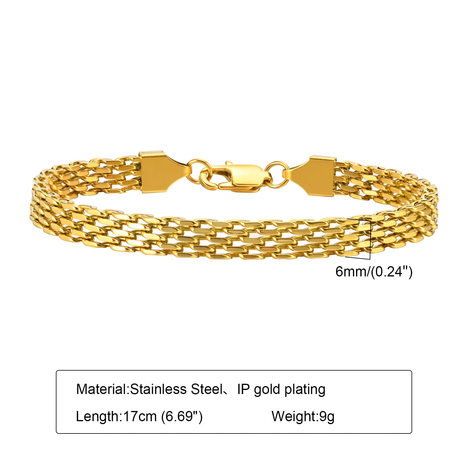 Wasserdichte Edelstahl-Kettenarmbänder für Damen, vergoldete, stapelbare Gliederarmbänder als Geschenke