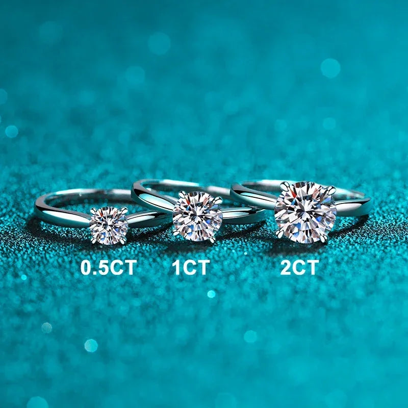 Anillo de compromiso NeeTim de moissanita de 2 quilates para mujer, plata de ley 925 con baño de oro, joyería de banda de boda de promesa con diamante de laboratorio