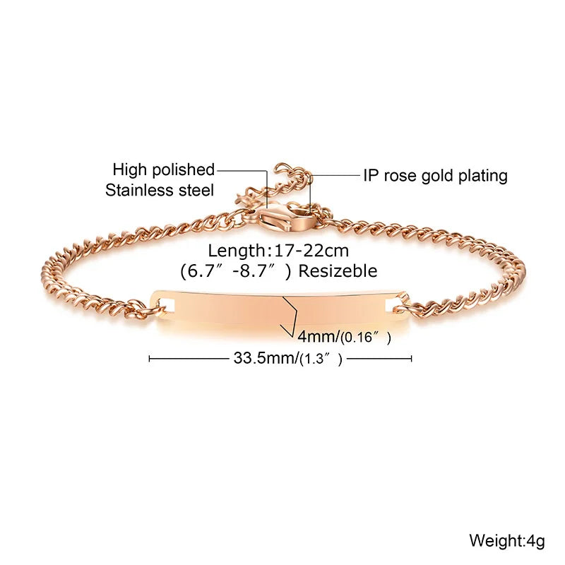 Vnox Minimalistische personalisierte gravierbare Edelstahl-dünne Armbänder für Frauen, Damen, individuelle Freundschafts-, Brautjungfern-Geschenke, Schmuck