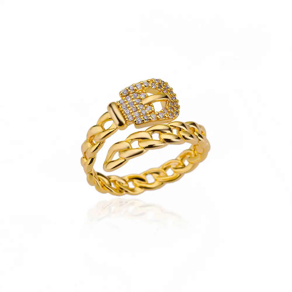 Edelstahl Runde Ringe Für Frauen Zirkon Geometrische Goldfarbe Kristall Ring Ästhetische Hochzeit Party Schmuck Geschenk Bague Femme