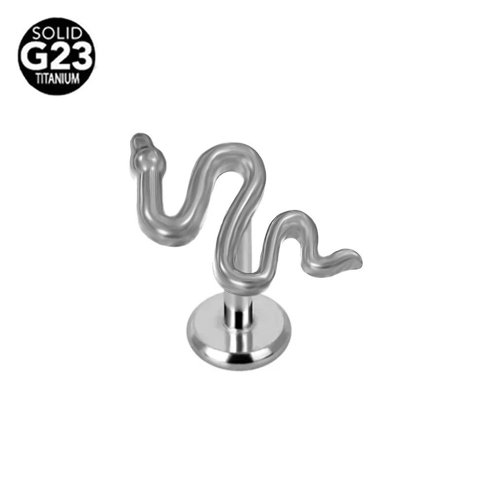 Piercing Labret G23 Titanio Serpiente Abeja Pluma 16G Rosca Interna Pendiente Cartílago Hélice Joyería Corporal