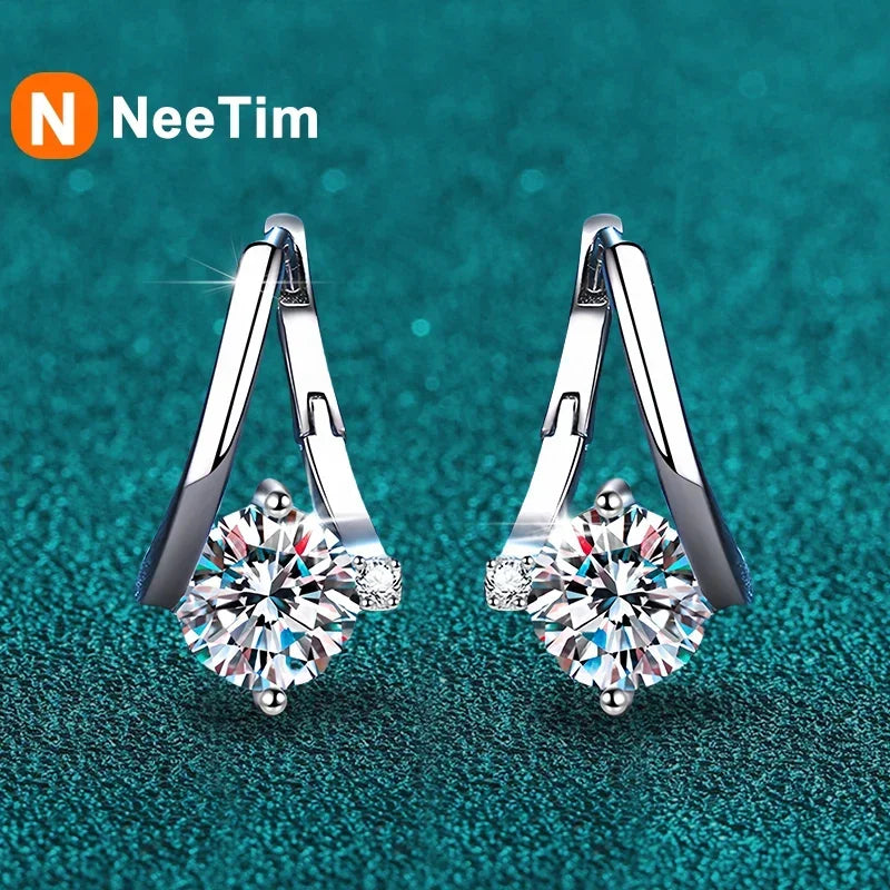 NeeTim 1 Karat Moissanit Ohrringe für Damen 925 Sterling Silber Ohrstecker Creolen Diamant Verlobung Hochzeit Edler Schmuck Geschenk