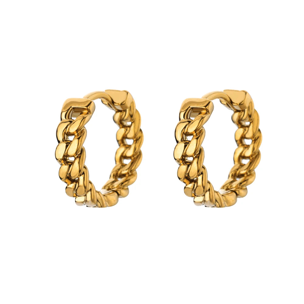 Edelstahl-Kettenohrringe für Frauen Goldfarben Geometrische Kettenohrringe Weibliche Mode Party Hochzeit Schmuck Geschenk BFF