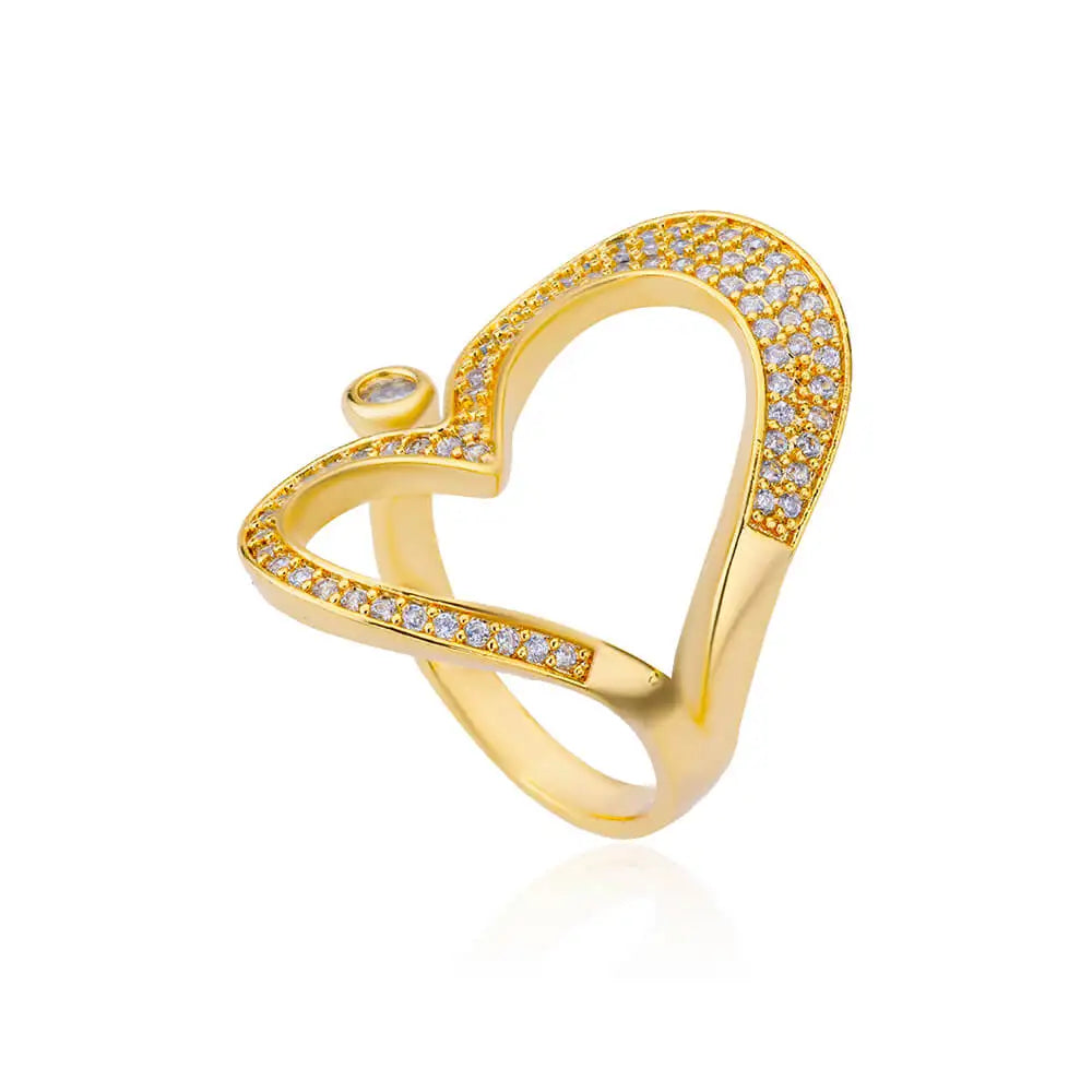 Edelstahl Herzringe für Frauen, goldfarben, CZ Kristall Zirkon, offener Fingerring, Hochzeit, ästhetischer Schmuck, Geschenk, anillos