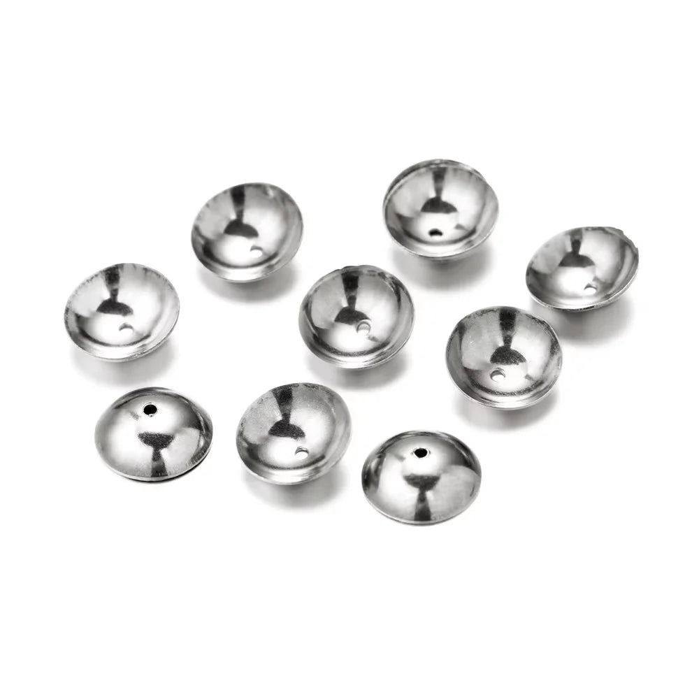 50 unidades de tapas de cuentas redondas de acero inoxidable de 3, 4, 5, 6, 8 mm, espaciadores, conectores para hacer collares y joyas DIY