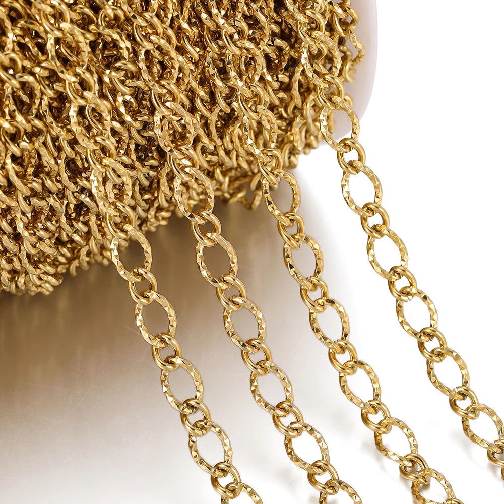 1 Meter/Pack 304 Edelstahl Knotenglieder Gold Stahlfarbe Handgemachte Ketten für DIY Halsketten Armbänder Schmuckherstellung Zubehör
