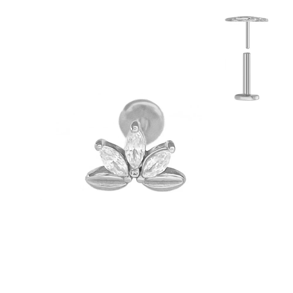 ASTM F136 G23 Titan Blumen Piercing Push-In Zweig Ohrring Stecker Anhänger Gewindefreies Labret Piercing Knorpel Körperschmuck
