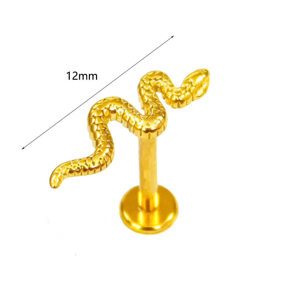 100 % 316L Chirurgischer Edelstahl Blumen Labret Piercing Schmetterling Biene Tragus Schlange Knorpel Helix Flat Back CZ Ohrringe Körperschmuck