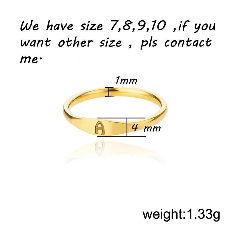 Tiny Initial Letter Rings For Women Stainless Steel Gold Color Aesthetic Finger Ring Fashion Wedding Jewelry Gift anillos 2023