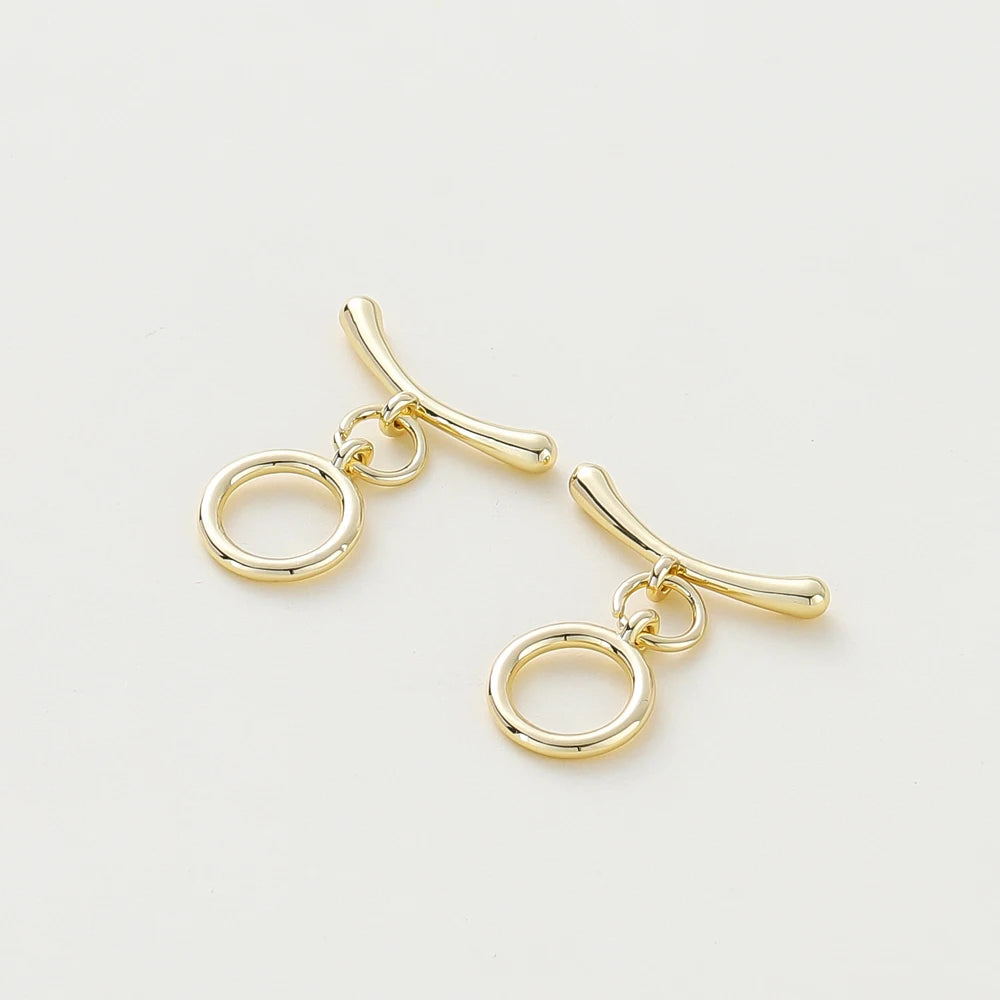 4 Sets 14K/18K Vergoldetes Messing O-Knebelverschluss-Verbinder für DIY Armband Halskette Schmuckherstellung Zubehör