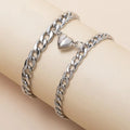 2Pcs/Set Magnetische Paar-Armbänder Herz-Anziehungsarmband Edelstahl-Anhänger Einfache Kubanische Ketten Schlüssel-Schloss-Schmuck Geschenke