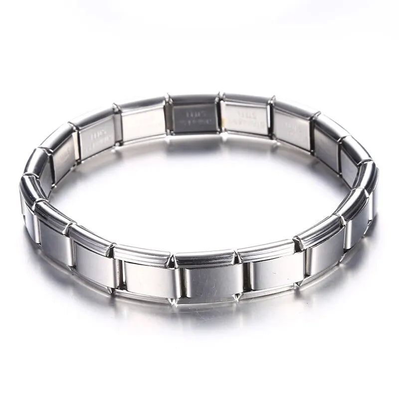 9 mm breite Edelstahlarmbänder, einfacher, trendiger Stil, Alltagsoutfit, silberfarbenes Charm-Armband für Damen, Party, Unisex-Stil