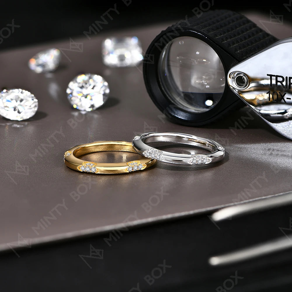 MINTYBOX Anillo de boda de moissanita de plata S925 para mujer Anillos de compromiso con diamantes de laboratorio Joyería chapada en oro de 18K