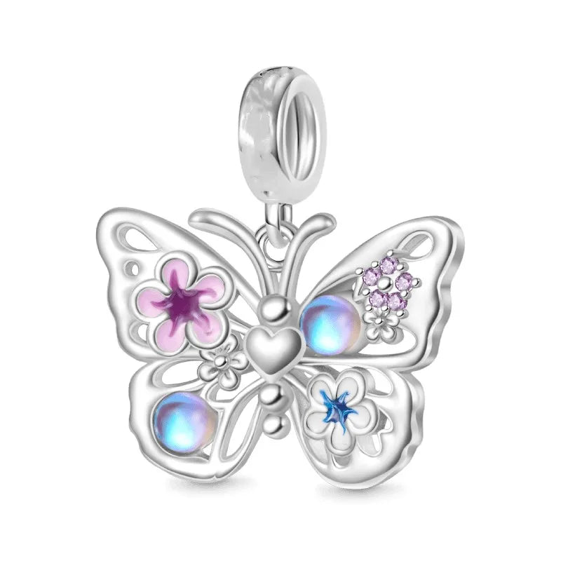 2026 925 Silber Blume, Schmetterling, Highland-Kuh, Motorrad-Anhänger passend für europäisches Original-Armband DIY Schmuck Exquisiter Schmuck